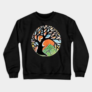 tree, hills with a colorful background Crewneck Sweatshirt